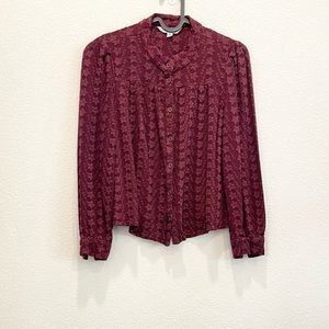 Pre-loved! BB DAKOTA x STEVE MADDEN Maroon Eyelet Button Down Blouse!